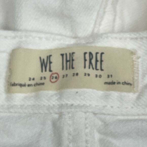 Anthropologie We The Free White Button Front Distressed Frayed Hem Shorts Sz 26 - Picture 7 of 11